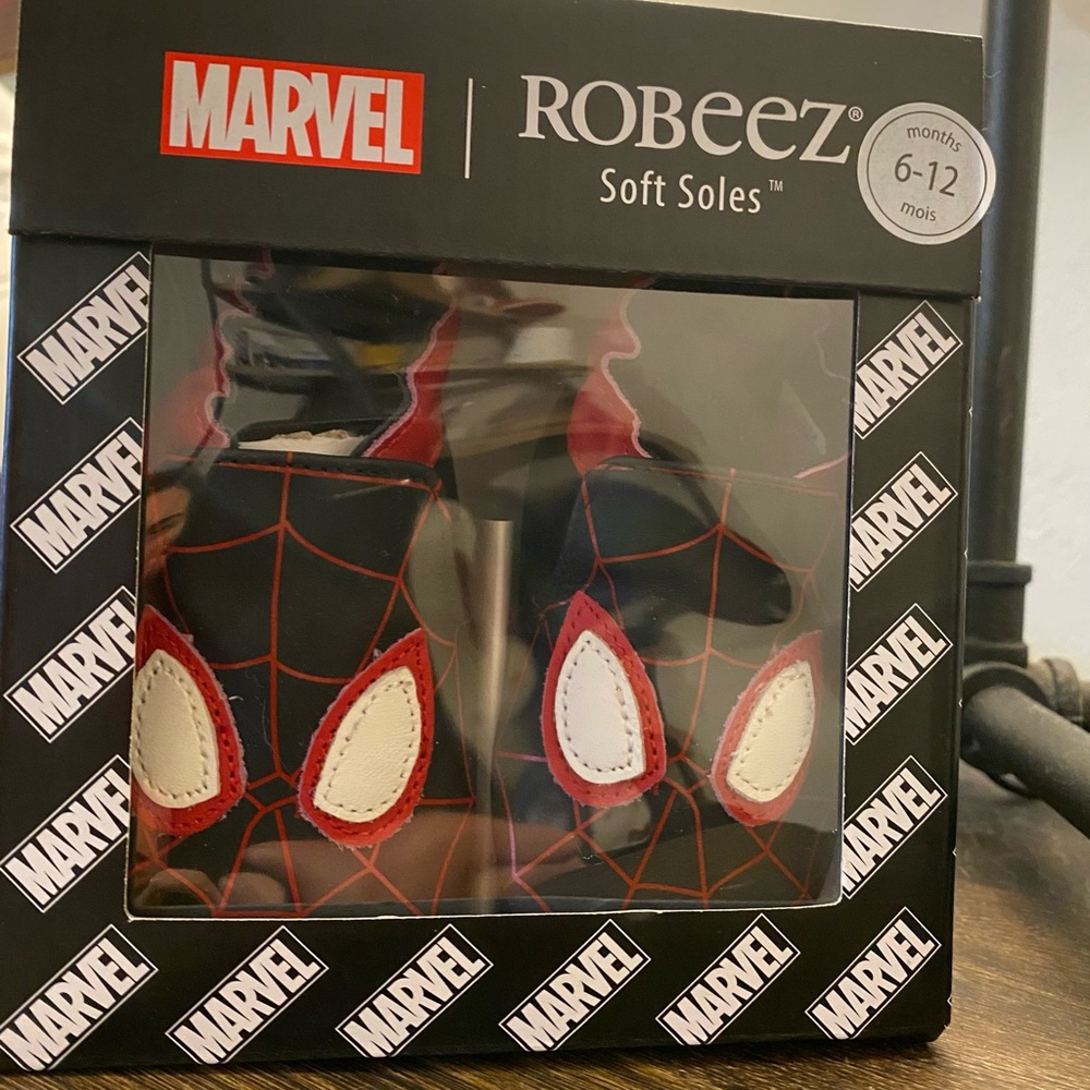 Robeez Marvel Soft Soles Baby Shoes - Black and Red